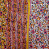 Cotton Mulmul Double Bed AC Quilt Dohar Yellow Pink Floral Block Print 4 (4679662993507)