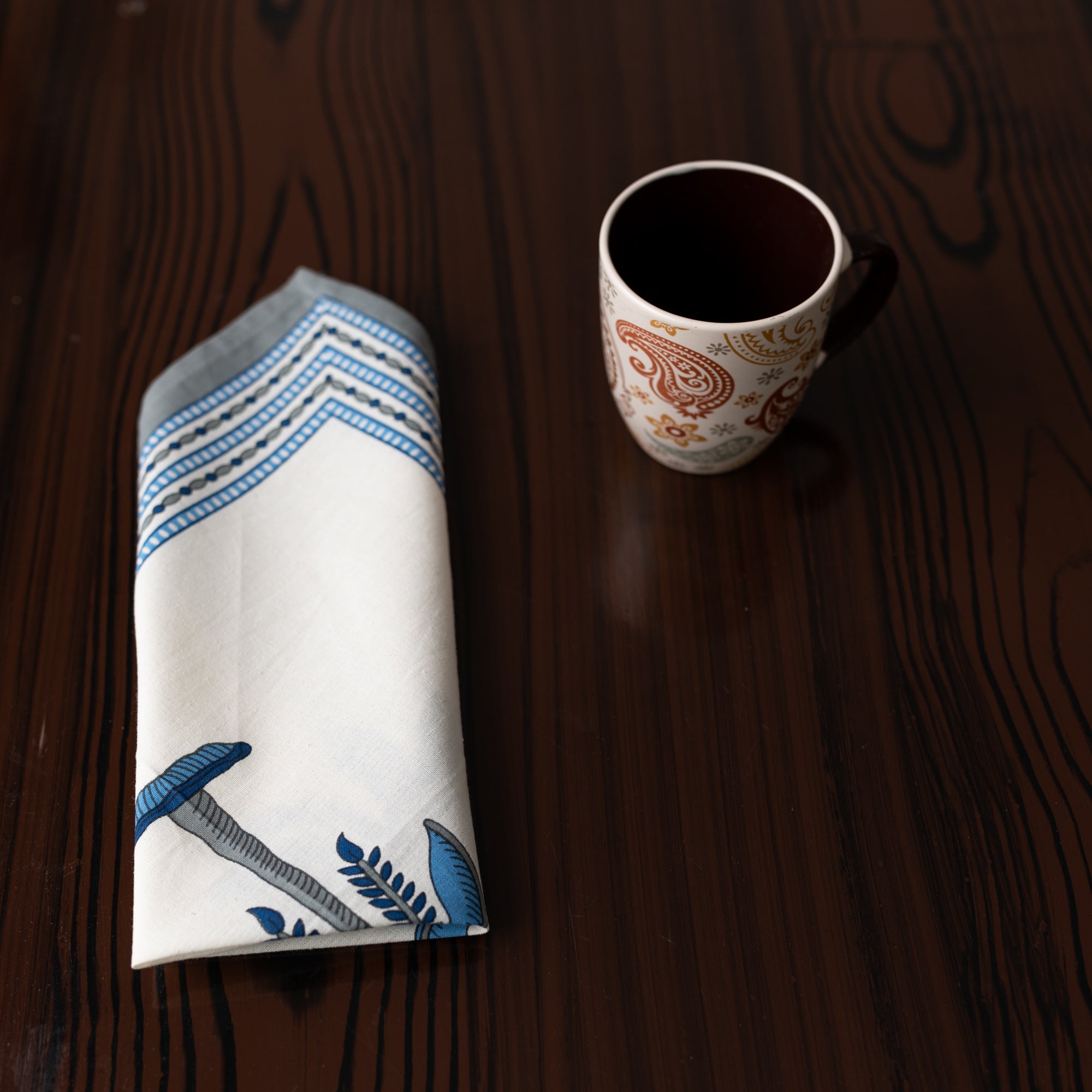 Cotton Napkin Light Blue Palm Tree Print (6800611541091)