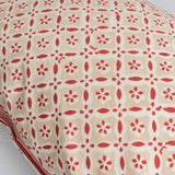 Fine Cotton Pillow Cover Chikoo Red Geometric Block Print 2 (6772659290211)