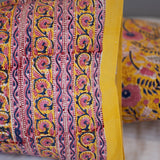 Cotton Pillow Cover Yellow Pink Floral Block Print 2 (6743871651939)