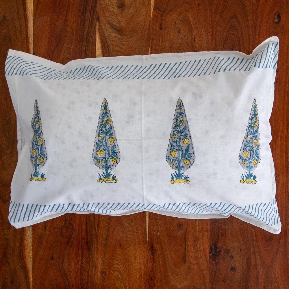 Cotton Pillow Cover White Grey Cedar Block Print (6543379464291)