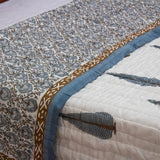 Cotton Mulmul Double Bed Quilt Razai Grey Brown Leaf Jaal Block Print 1 (6644670398563)