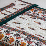 Cotton Mulmul Single Bed Jaipuri Razai White Green Boota Block Print 4 (4778121822307)