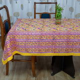 Cotton Table Cover Yellow Pink Foral Block Print 1 (6689292124259)