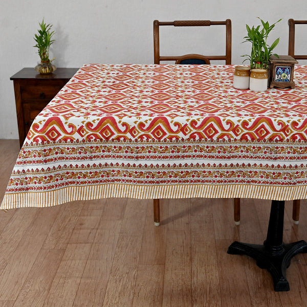 Cotton Table Cover Red Brown Abstract Block Print 1 (6689274232931)