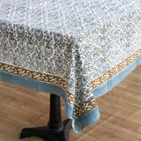 Cotton Table Cover Grey Brown Leaf Jaal Block Print (6689292320867)