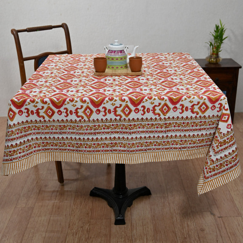 Cotton Table Cover Red Brown Abstract Block Print 2 (6689274232931)