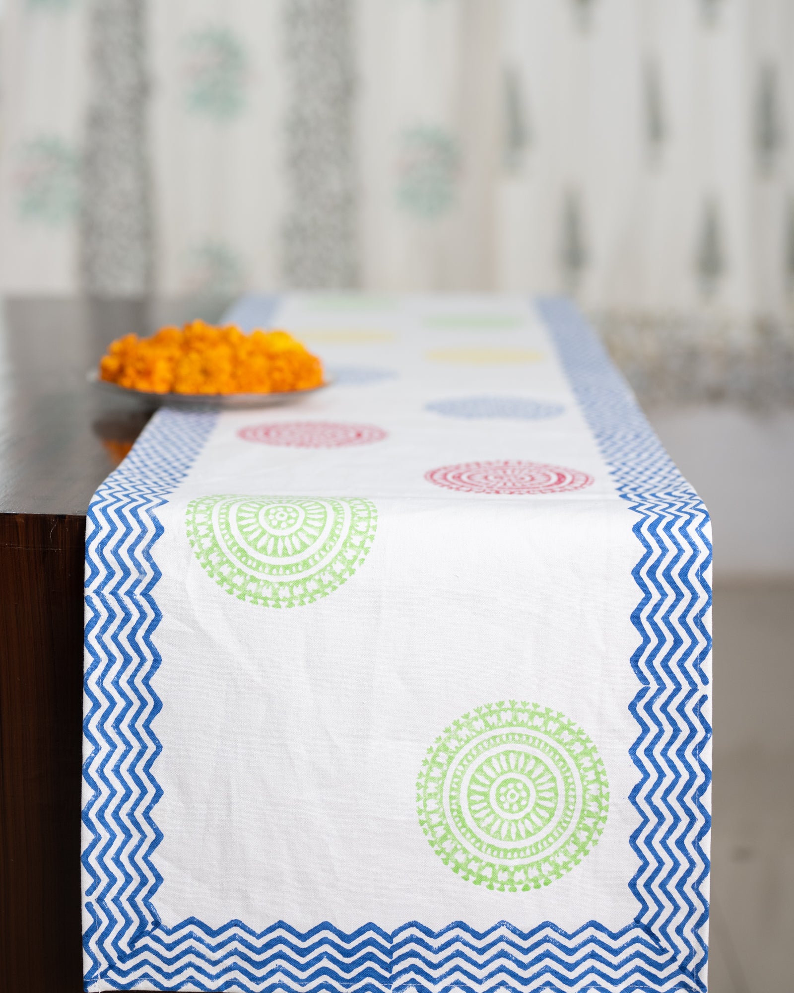 Canvas Table Runner Satrangi Chakri Block Print (6802544263267)