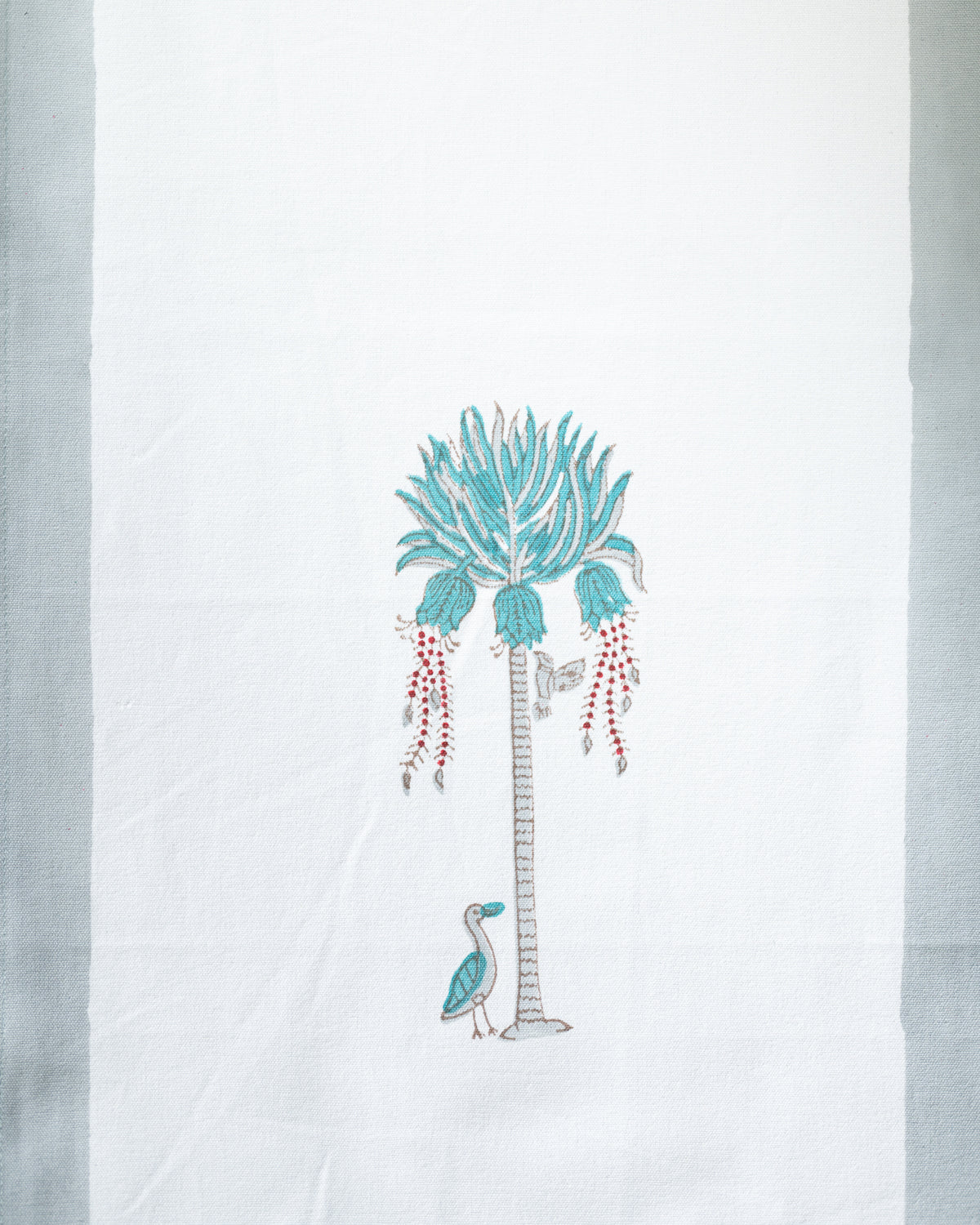 Canvas Table Runner Grey Sea Green Tree Motifs Block Print 1 (6802544656483)