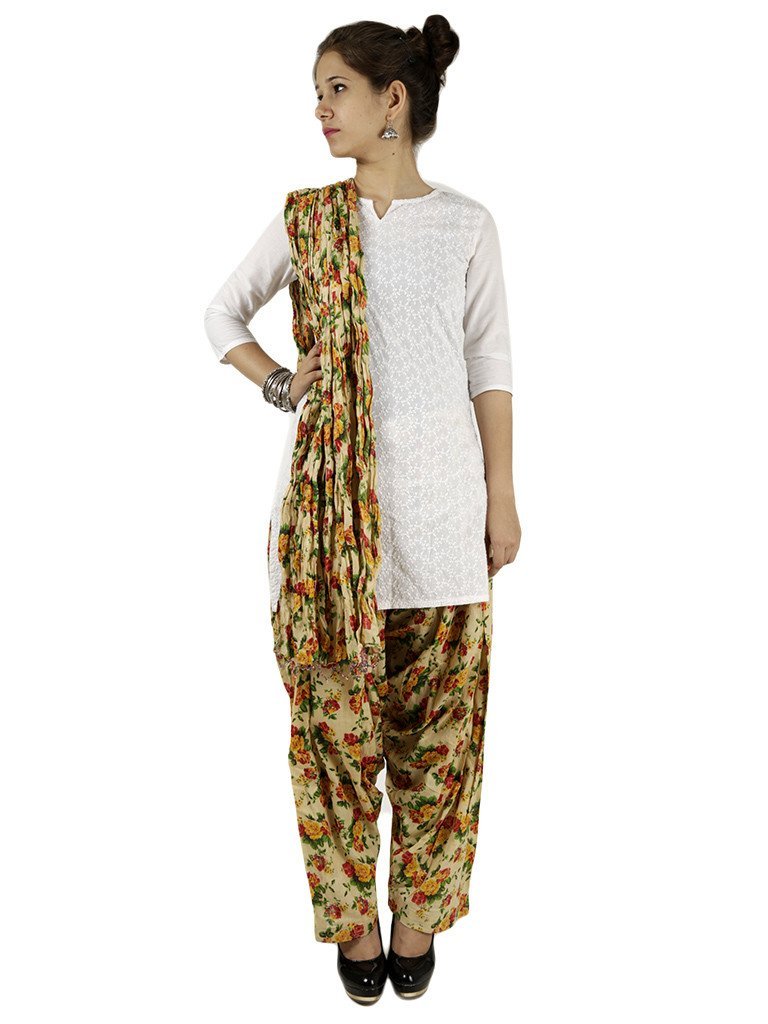 Cotton Salwar with Dupatta Floral Print (6645345409)
