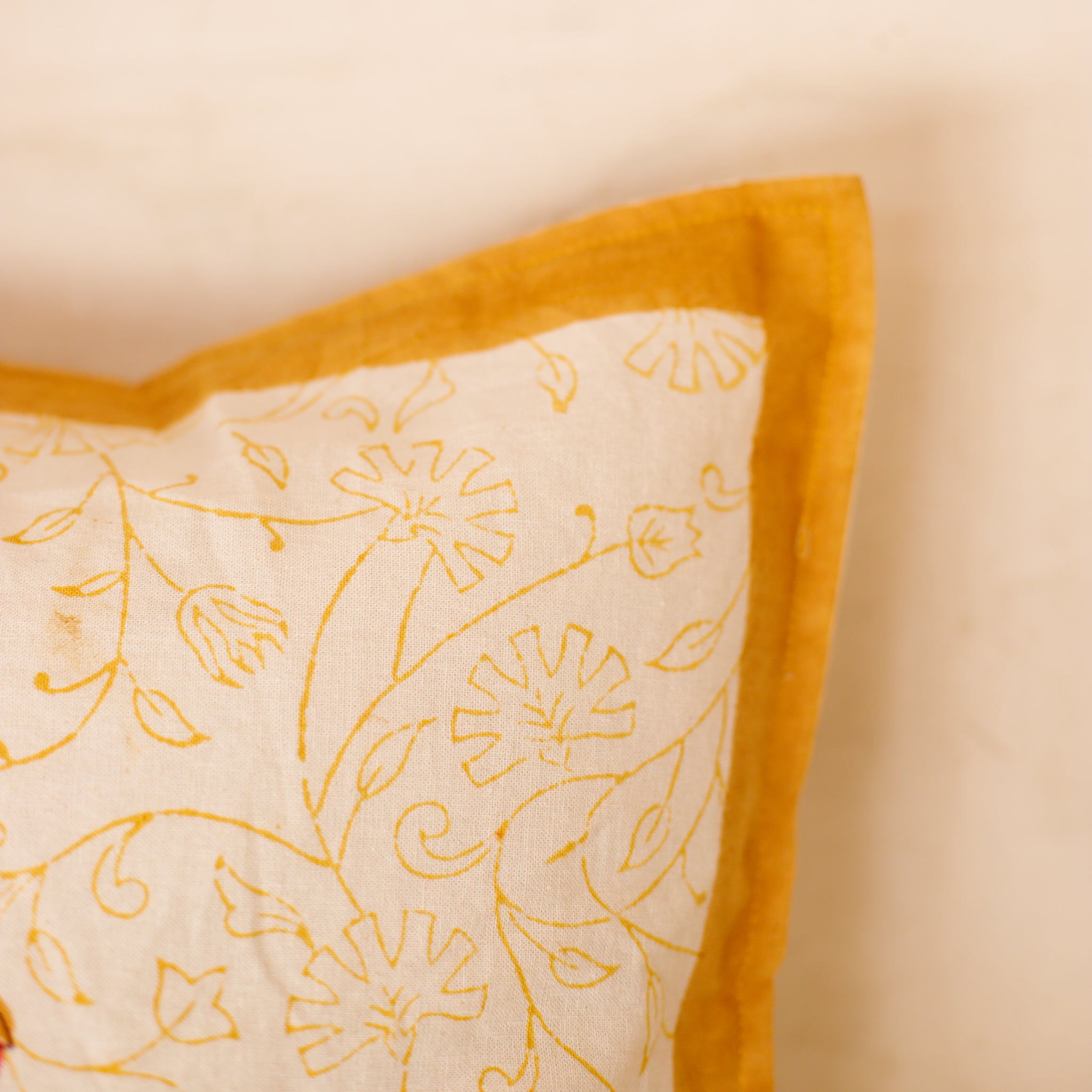 Cotton Cushion Cover Pink Brown Floral Boota Block Print