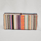 Cotton Leather Jaquard Womens Pink Orange Colourful Bag Clutch