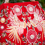 Cotton Velvet Womens Red Pink Peacock Hand Bag