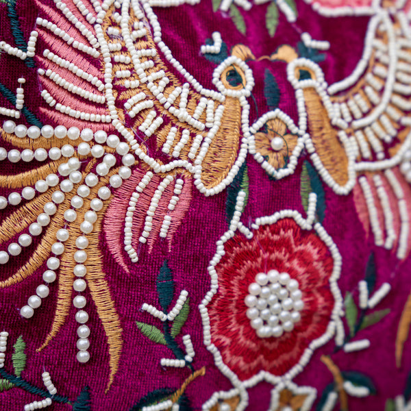 Cotton Velvet Womens Purple Pink Peacock Hand Bag