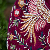 Cotton Velvet Womens Purple Pink Peacock Hand Bag