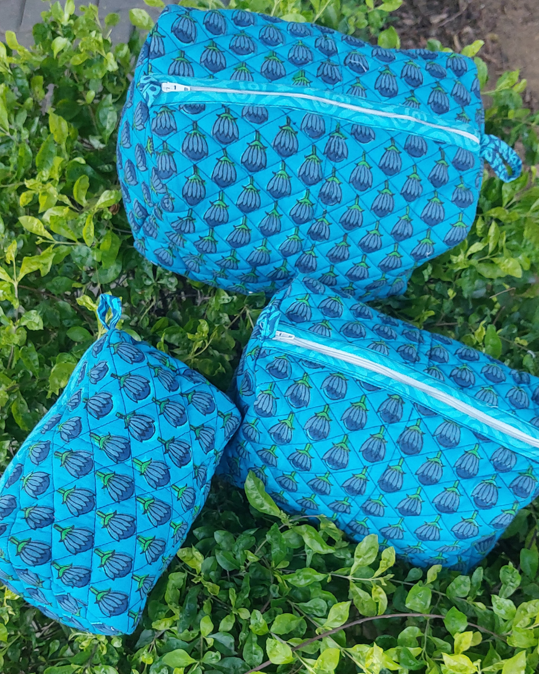 Blue Lotus Utility Pouch Set of 3