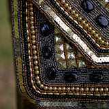 Cotton Jacquard Womens Black Silver Golden Bag Sling