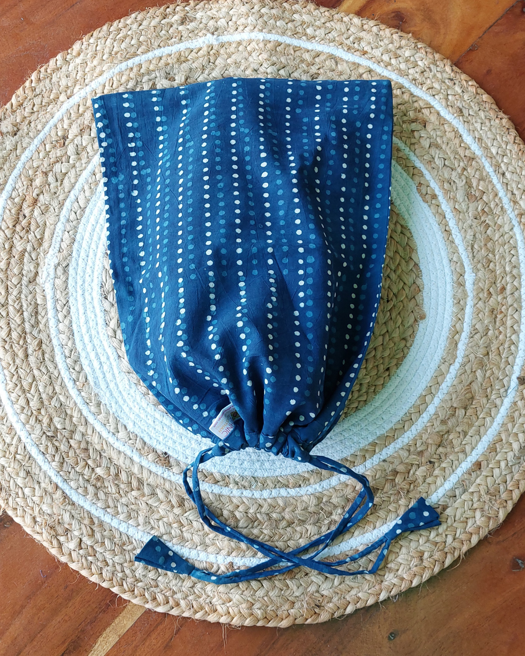 Cotton Shoe Bag Indigo Dotted Dabu Print