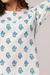 Cotton Blue Floral Motif Print Co-Ord Set