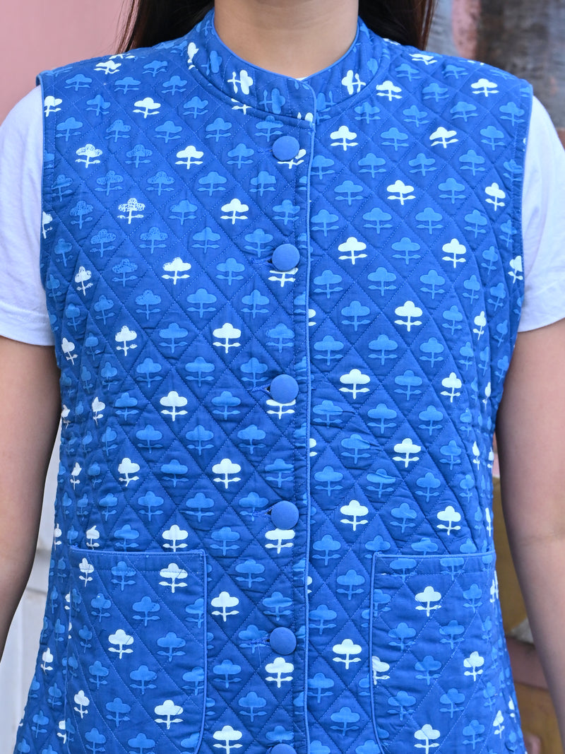 Sapphire Cotton Quilted Sleeveless Jacket