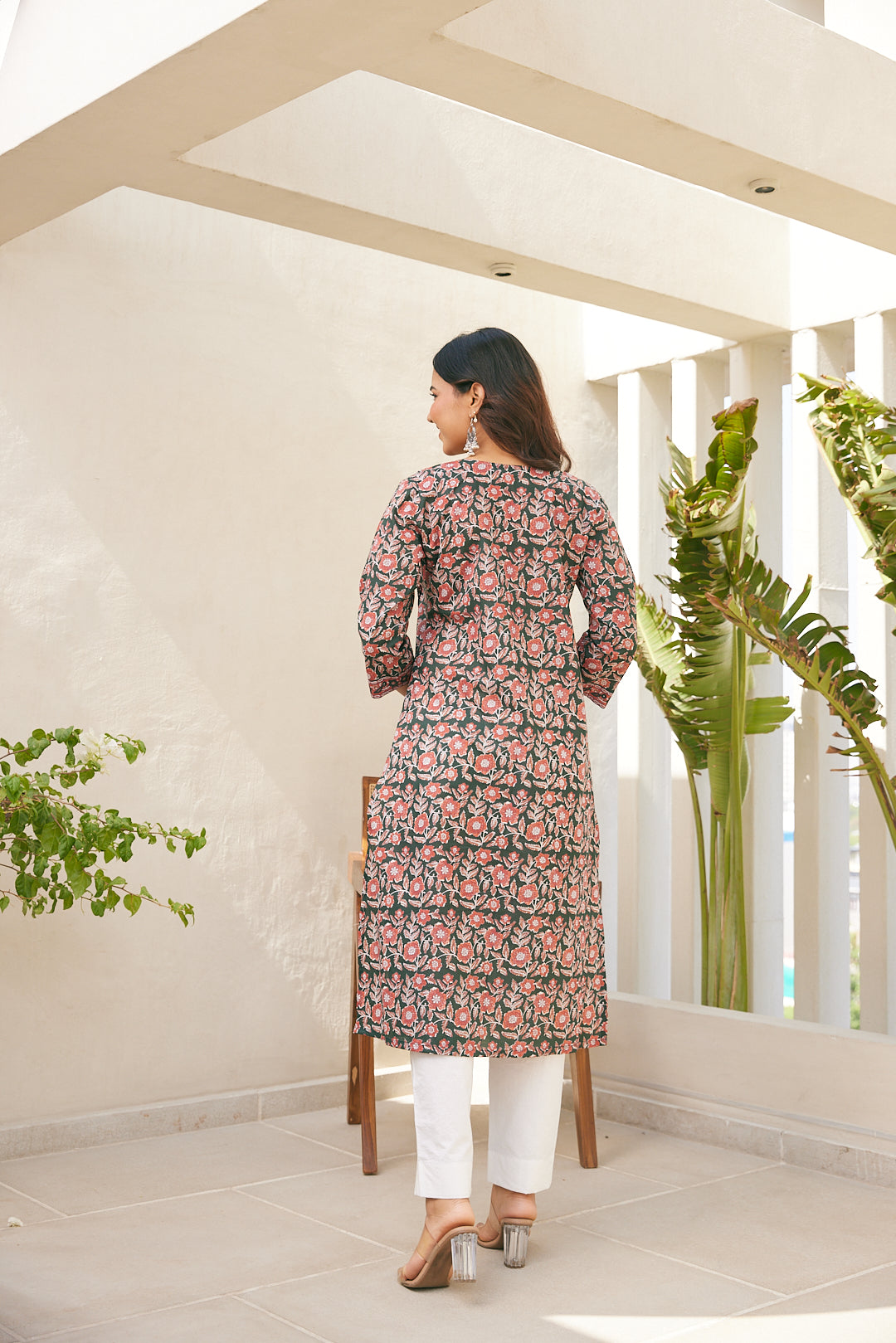 Cotton Green Floral Sunshine Long Kurti