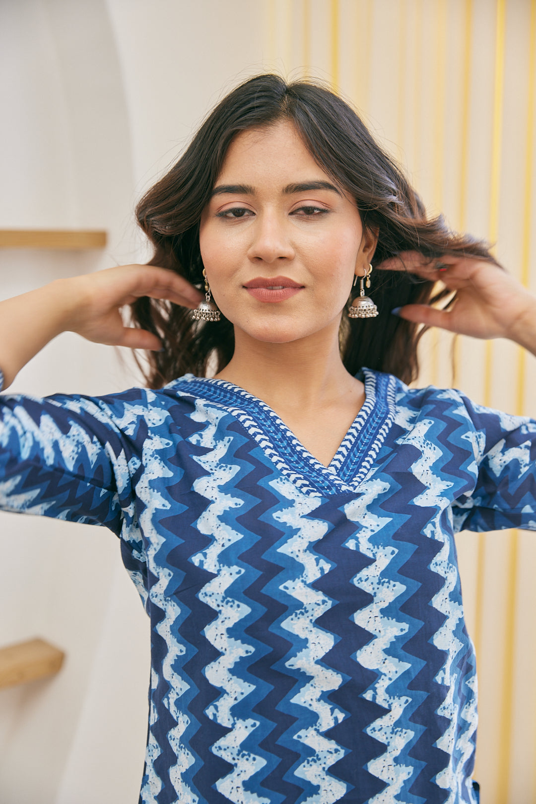Cotton Blue Sunshine Short Kurti