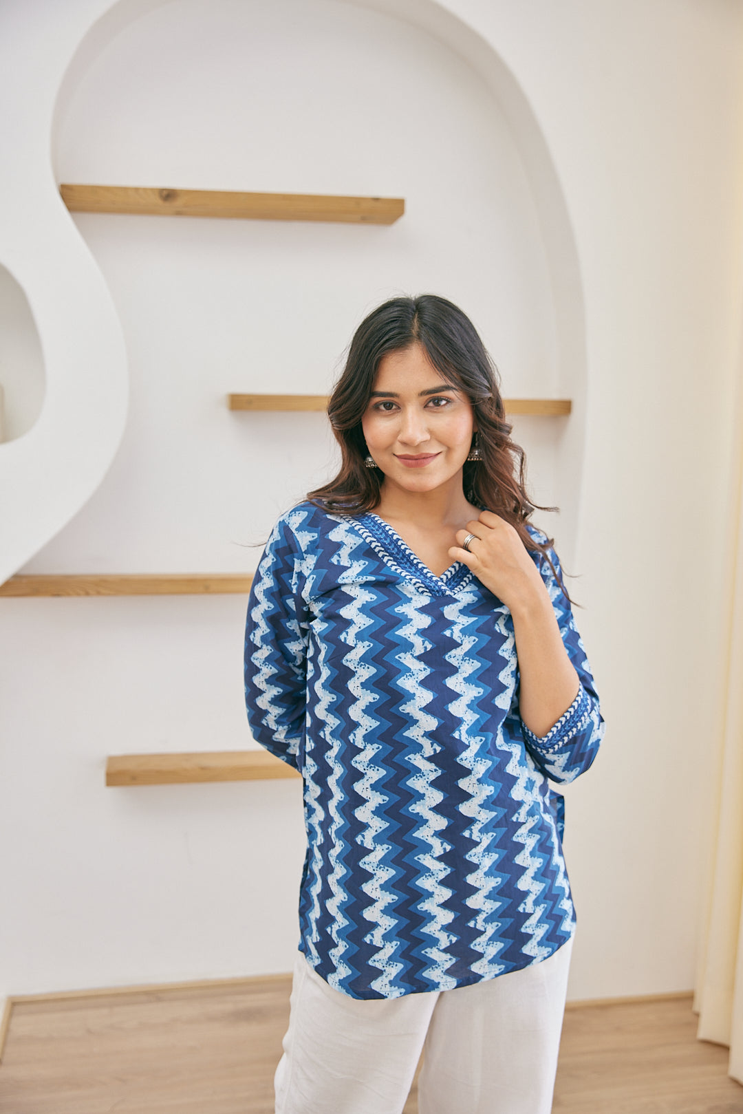Cotton Blue Sunshine Short Kurti