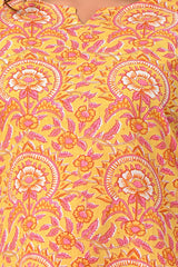 Cotton Yellow Sun Flower Print Co-Ord Set