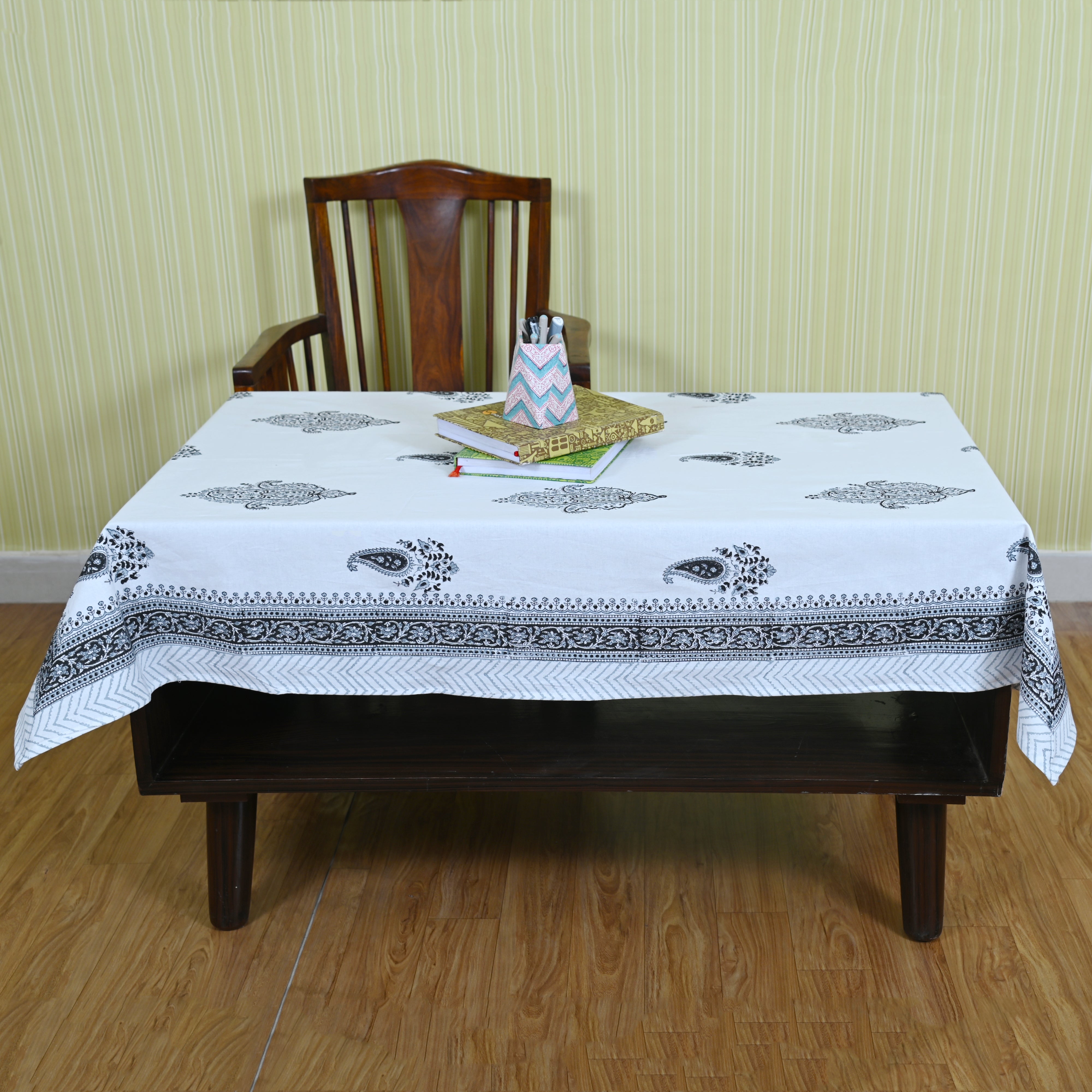 Cotton Table Cover Paisley Motif Block Print