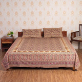 Cotton Queen Size Bedsheet - Red Paisley Jaal