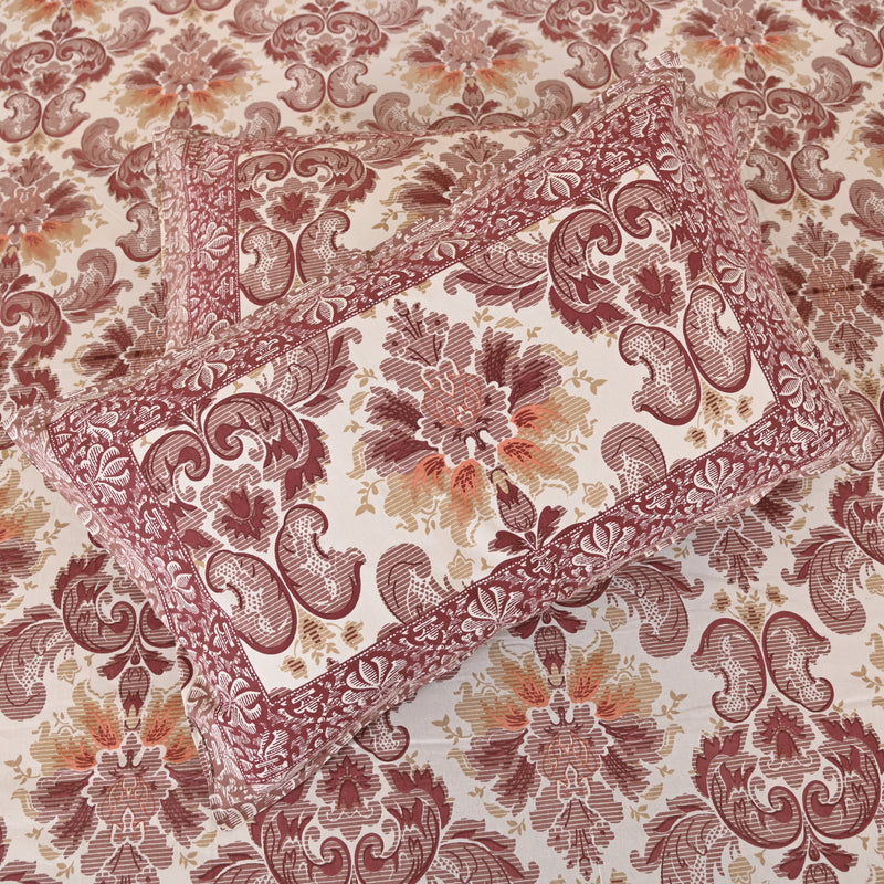 cotton pink motifs king size bedsheet