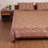 Cotton Queen Size Bedsheet - Magenta Floral Jaal