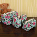 Pink Garden Utility Pouch Set of 3