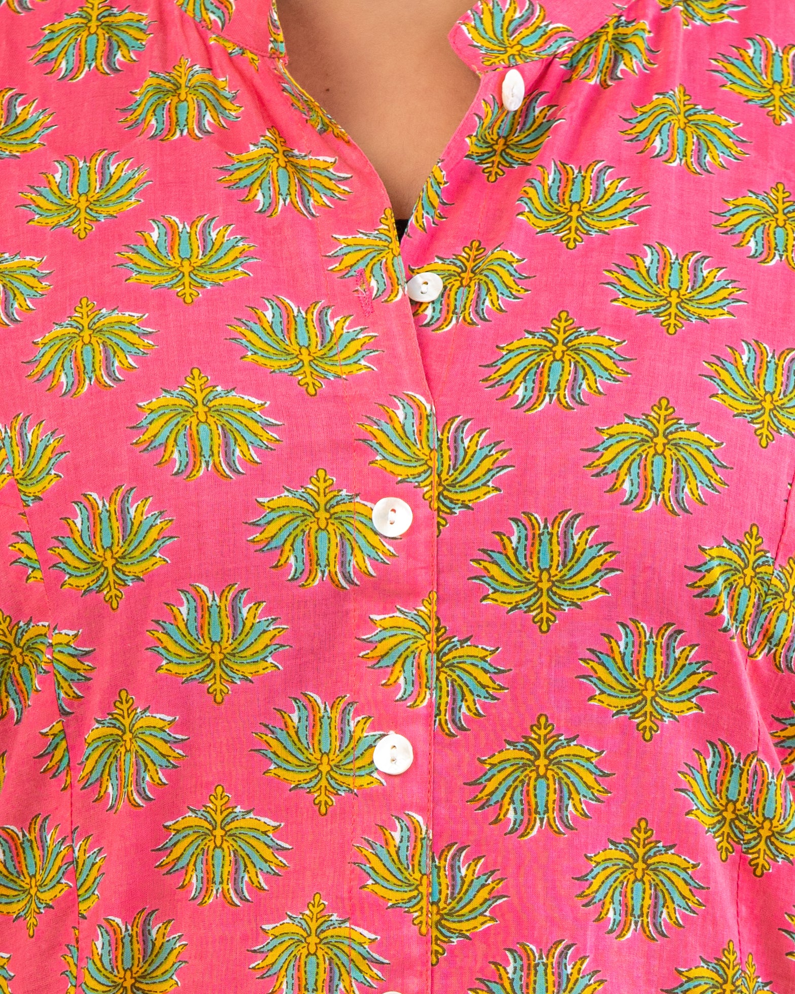 Cotton Pink  Floral  Long Kurti