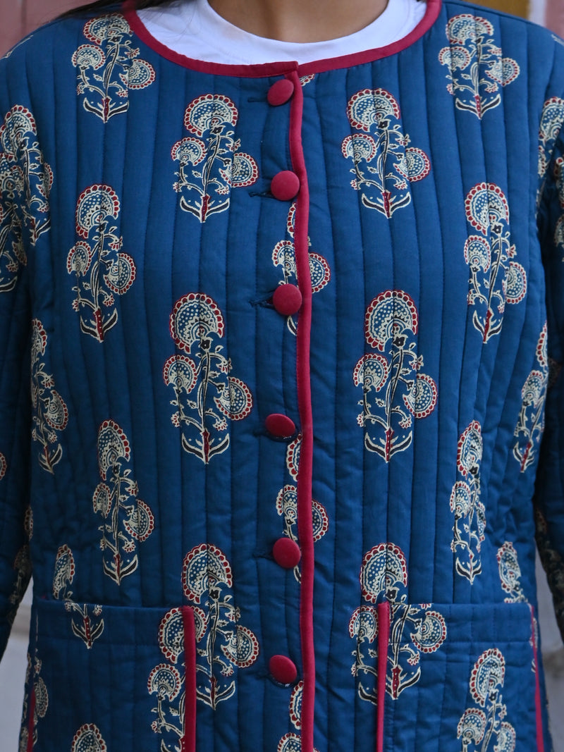 Blue Morpho Cotton Quilted Full Sleeve Jacket