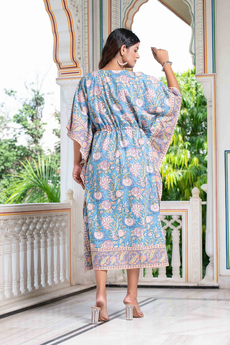 Blue Currants Hand Block Kaftan 5