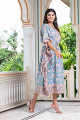 Blue Currants Hand Block Kaftan 4
