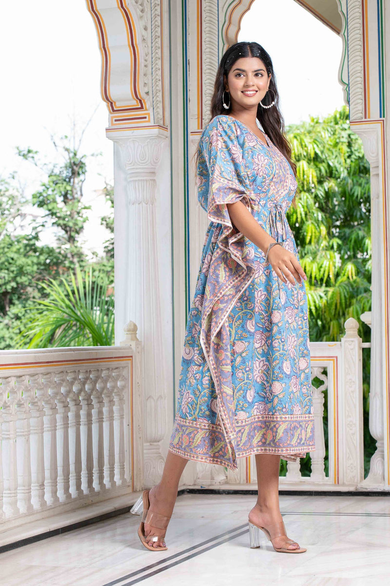 Blue Currants Hand Block Kaftan 4