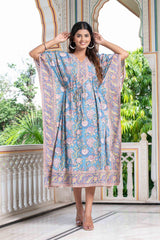 Blue Currants Hand Block Kaftan 3