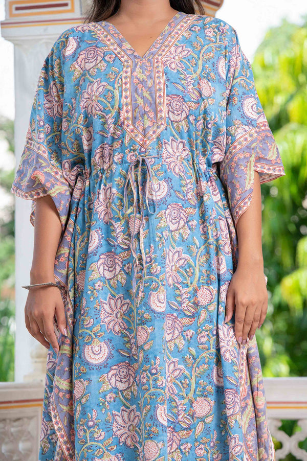 Blue Currants Hand Block Kaftan 2