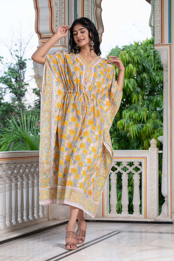 Lime stories Hand Block Kaftan 1