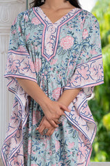 Robbin's Egg Hand Block Kaftan 3