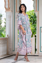Robbin's Egg Hand Block Kaftan 2