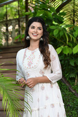 White Frock Kurti With Pink Motifs 1