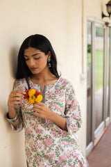 Cotton Straight Kurti - Purple Floral Jaal 4