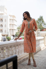 Poppy Pumpkin Straight Kurti 4