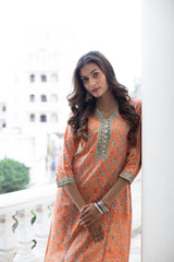 Poppy Pumpkin Straight Kurti
