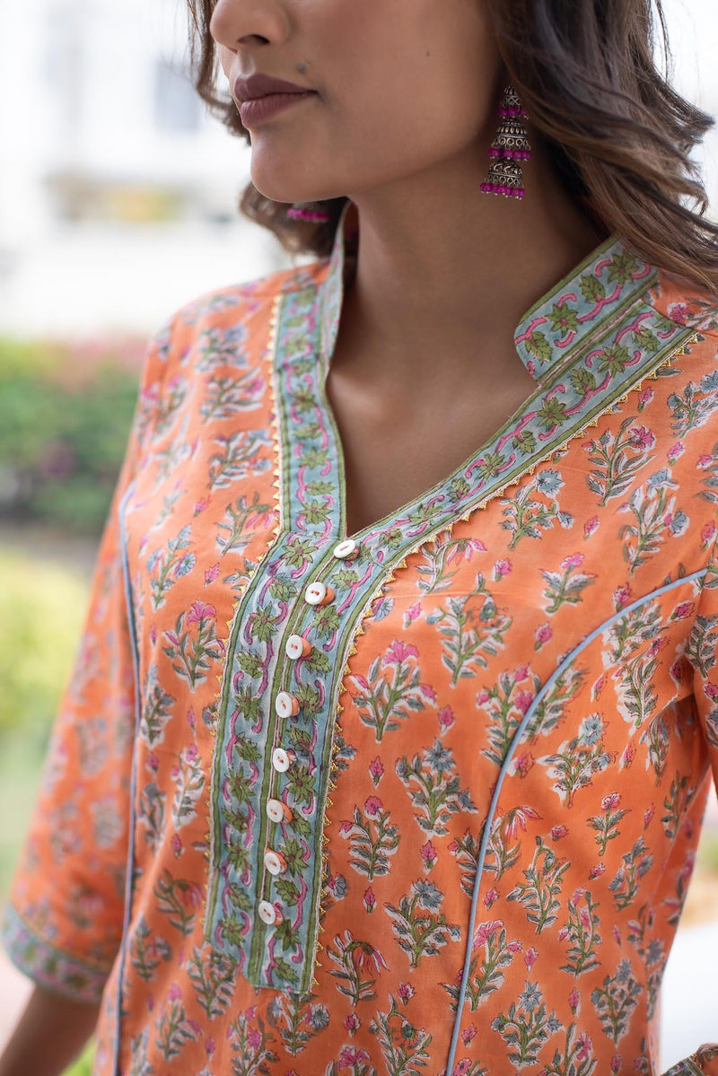 Poppy Pumpkin Straight Kurti 1