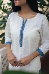 White Khari Print Jaal Kurta by Tthappa Chapai 2