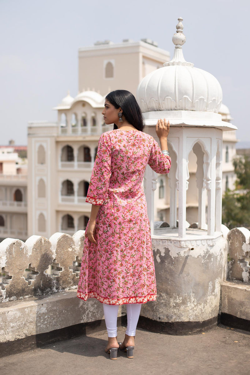 Pink Pintex Cotton Kurti by Tthappa Chapai 2